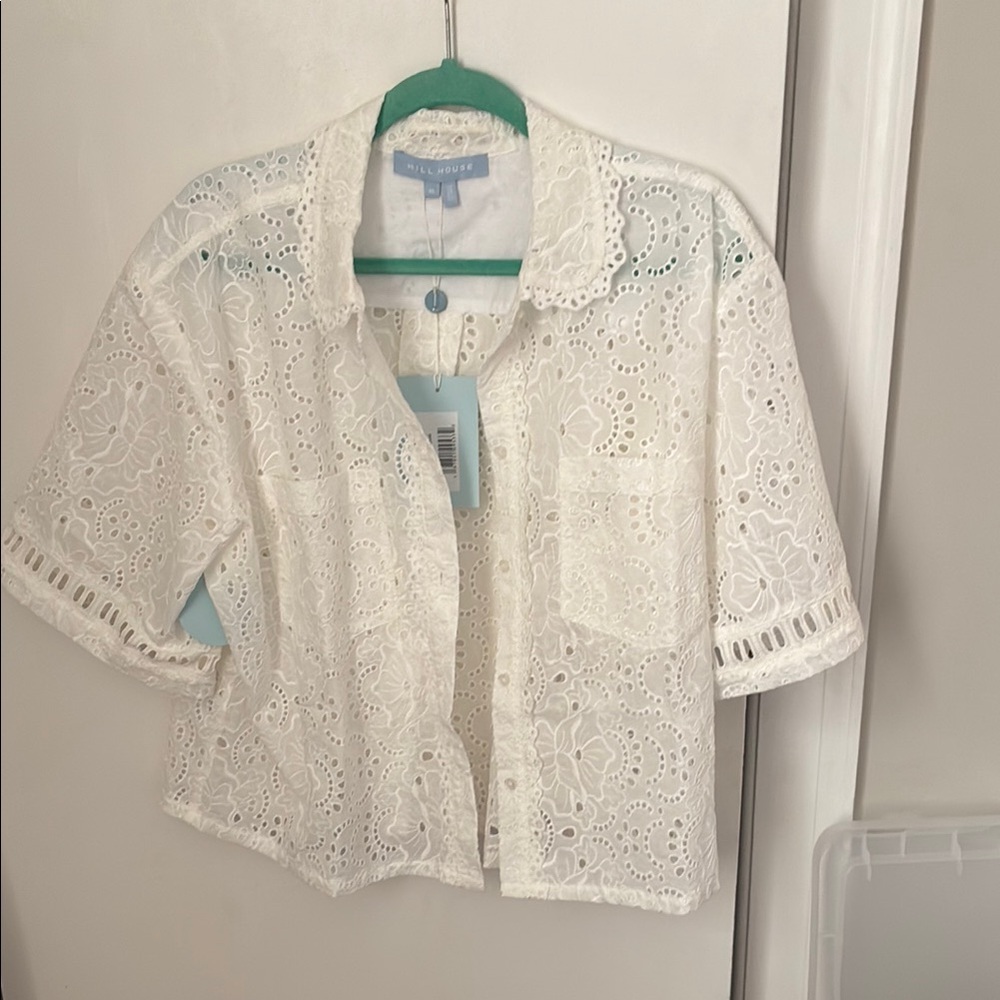 Hill House White Eyelet Button-Down Shirt